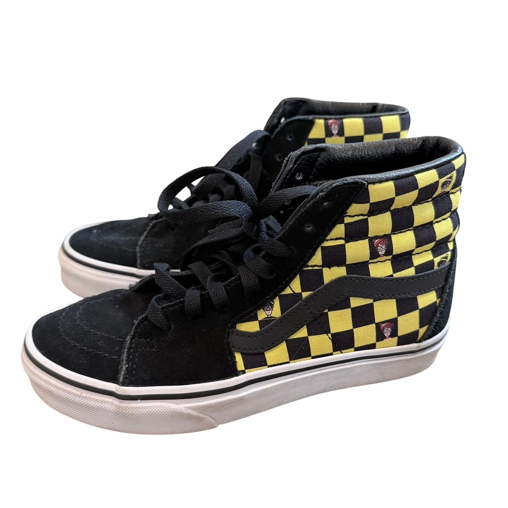 Vans Sk8-Hi Where's Waldo Odlaw Shoes Men 5 Women 6.5 Yellow Black Checkerboard